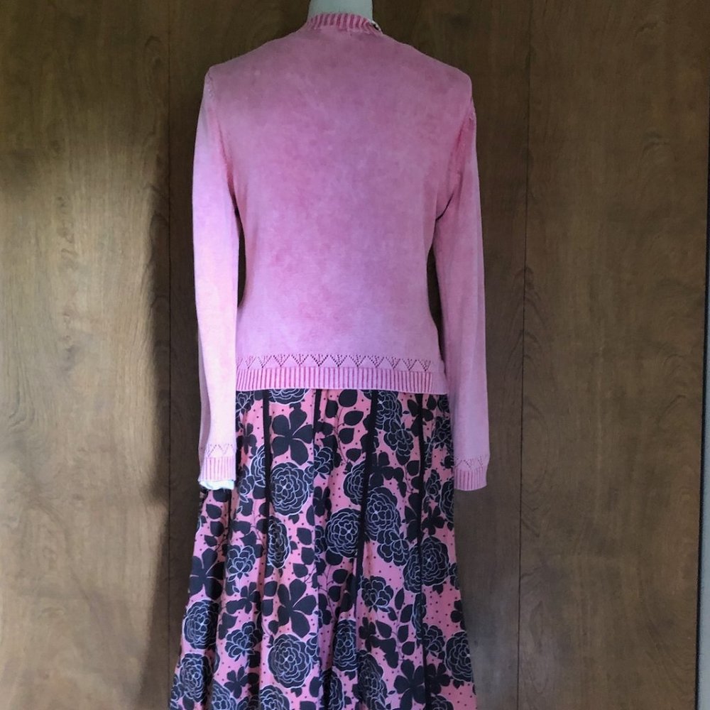 Coral Pink Beaded & Embroidered Bohmean Cotton Sweater - Picture 4 of 15